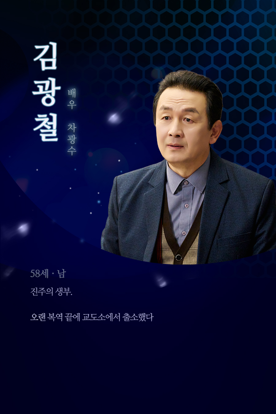 김광철 (58세, 남 / 배우 차광수)
																				진주의 생부. 오랜 복역 끝에 교도소에서 출소했다 