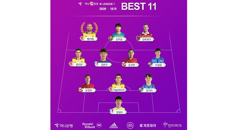 '멀티골' 광주 펠리페, K리그1 18라운드 MVP