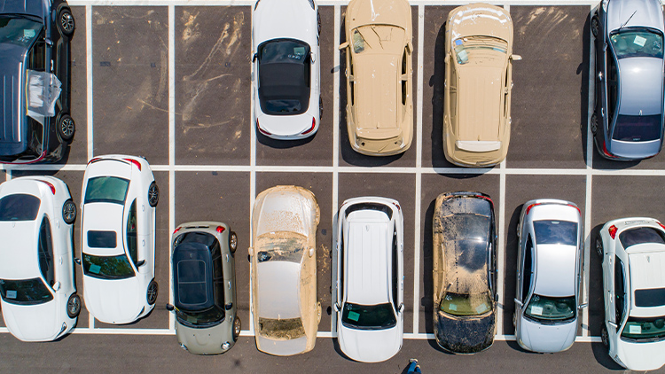 지난 18일 경기도 과천시 서울대공원 침수차 임시 적치장에 침수차들이 주차되어 있다. /연합뉴스