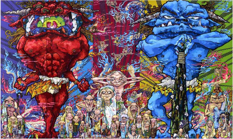 무라카미 다카시의 <붉은 요괴, 푸른 요괴와 48 나한> 2013. / 부산시립미술관 제공