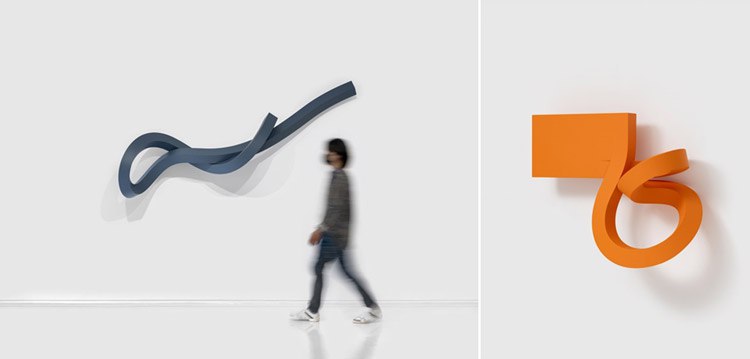 곽철안 작가의 'Cuboid stroke_wide loose knot' 2021 (좌), 곽철안, 'Cuboid stroke_swollen corner'  2021(우) /아트조선 제공