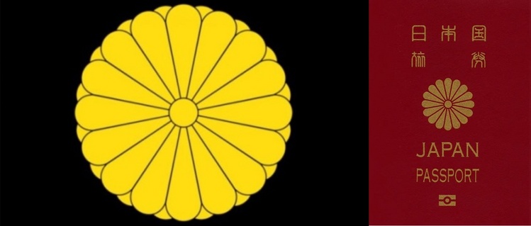일본 왕실 국화문장과 일본국 여권