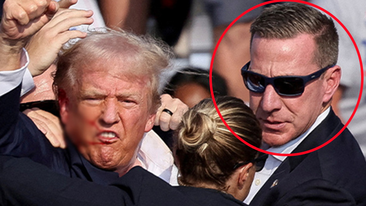 지난해 7월 13일 펜실베이니아주 버틀러 유세장에서 피격당한 트럼프의 모습. 그 옆 인물이 비밀경호국 국장으로 임명된 숀 커런. /Reuters=연합뉴스