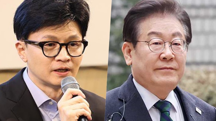 한동훈 국민의힘 전 대표와 이재명 더불어민주당 대표 /TV조선 방송화면 캡처