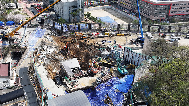 붕괴 사고가 발생한 경기도 광명시 신안산선 지하터널 공사 현장 모습 /연합뉴스 