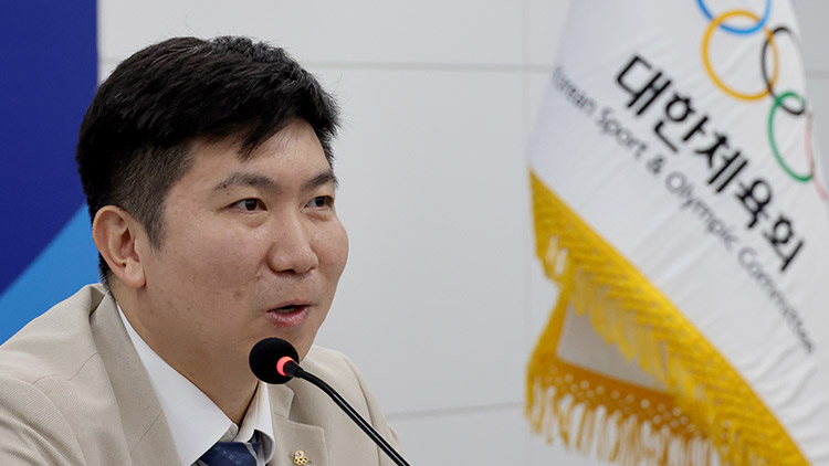 22일 서울 송파구 올림픽회관에서 열린 제2차 대한체육회 이사회에서 유승민 대한체육회장이 발언하고 있다. /연합뉴스