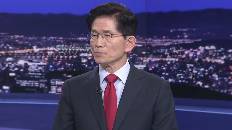 TV조선 <뉴스9>에 출연한 김문수 국민의힘 대선 경선 후보