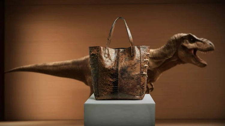 공룡 가죽 핸드백 프로젝트를 위해 인공지능(AI)으로 시각화한 티라노사우루스 가죽 명품백 이미지. /VML 크리에이티브 에이전시 홈페이지