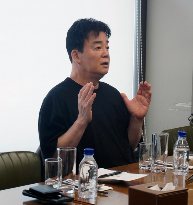 미디어 간담회서 발언 중인 백종원 더본코리아 대표. /출처 : 더본코리아