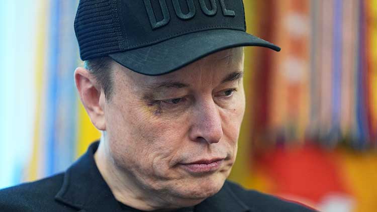 2025년 5월 30일 금요일 일론 머스크가 워싱턴 백악관 오벌 오피스에서 도널드 트럼프 대통령과 기자회견에 참석하고 있다. /AP=연합뉴스