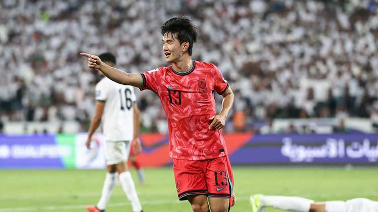 이라크 바스라국제경기장에서 열린 2026 FIFA 북중미 월드컵 3차예선 한국 대 이라크의 경기. 한국 김진규가 골을 넣고 기뻐하고 있다. /대한축구협회 제공
