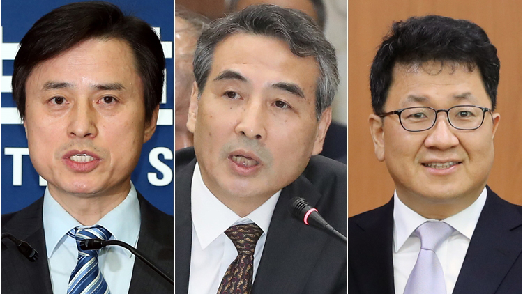 더불어민주당은 12일 이른바 '3대 특검법'(내란특검법·김건희특검법·채상병특검법)에 따른 특별검사 후보자로 조은석 전 감사원장 직무대행(왼쪽부터), 민중기 전 서울중앙지방법원장, 이윤제 명지대 교수 등 3인을 추천했다. /연합뉴스