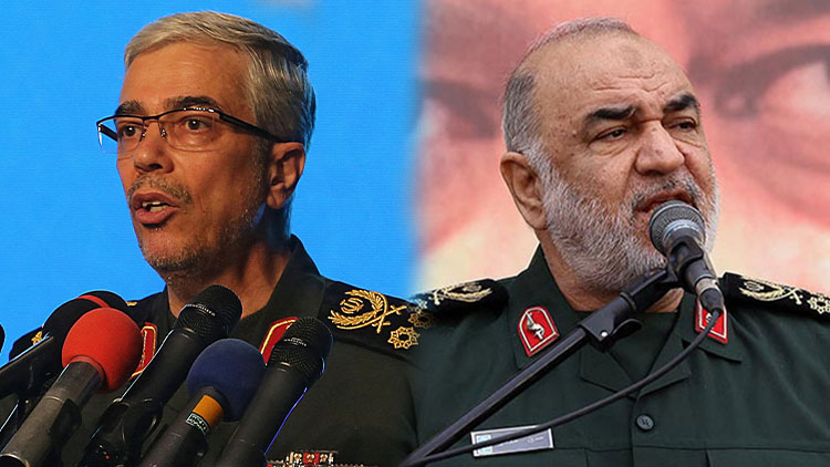 모하마드 호세인 바게리 이란군 참모총장과 호세인 살라미 IRGC 총사령관 /AFP=연합뉴스