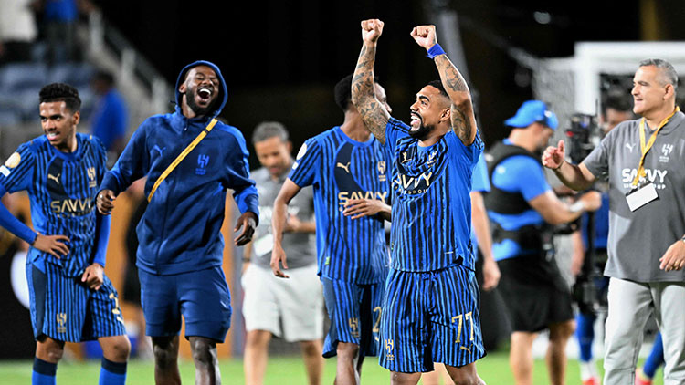 지난 1일 알힐랄 선수들이 멘시티와의 경기에서 승리한 후 기뻐하는 모습 /AFP=연합뉴스