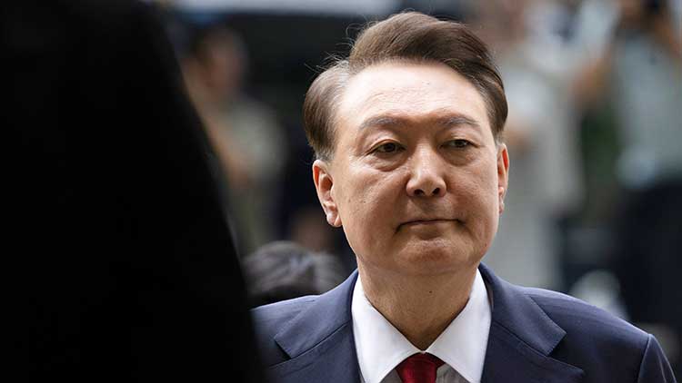 12·3 비상계엄과 관련해 특검의 수사를 받는 윤석열 전 대통령이 9일 서울 서초구 서울중앙지법에서 열린 영장실질심사에 출석하고 있다. /연합뉴스 