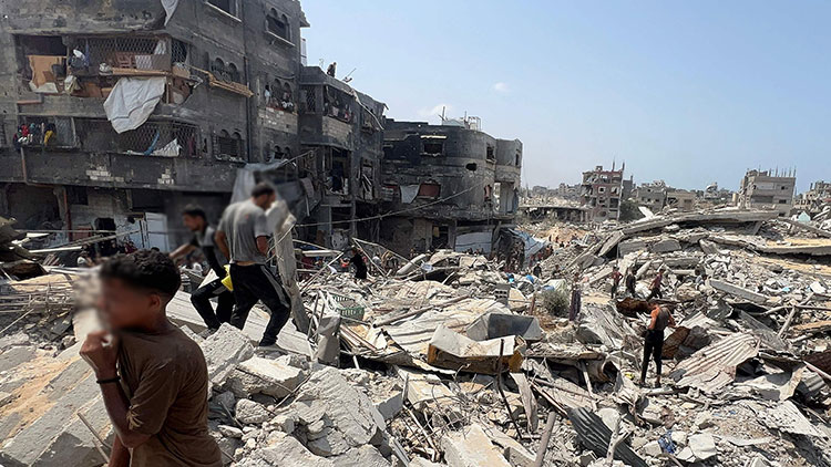 이스라엘의 공습으로 파괴된 건물의 모습 /AFP=연합뉴스