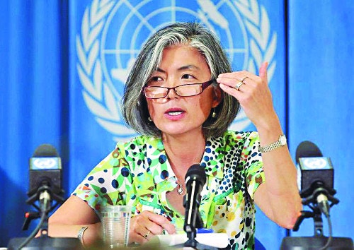 UN 사무총장 당선인 인수팀장시절 강경화 외교부 장관 /유엔 홈페이지