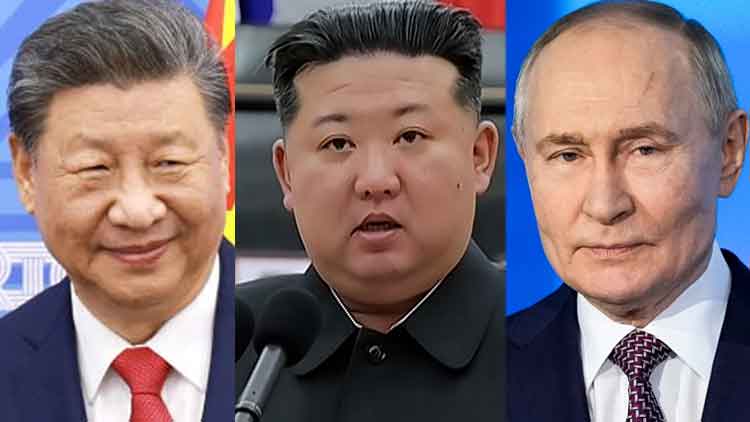 (왼쪽부터)시진핑 중국 국가주석, 김정은 북한 국무위원장, 블라디미르 푸틴 러시아 대통령 /AP·REUTERS=연합뉴스