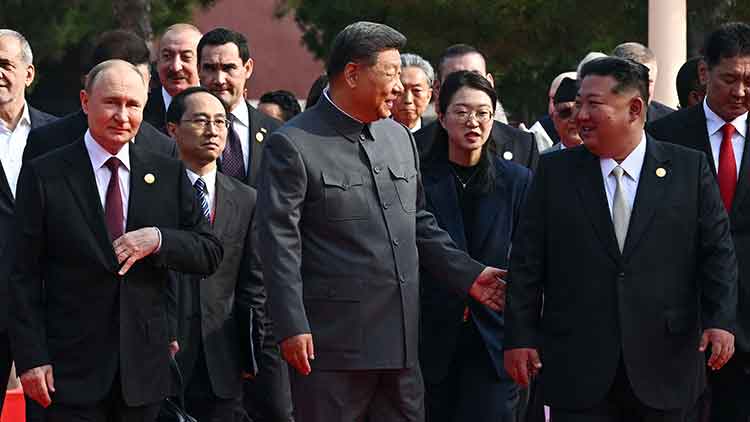 왼쪽부터 블라디미르 푸틴 러시아 대통령, 시진핑 중국 국가주석, 김정은 북한 국무위원장 /AFP=연합뉴스