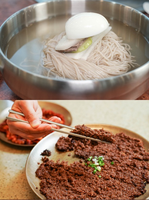 (위) 은평구 만포면옥 냉면, (아래)마포구 역전회관 불고기 / 출처 : 서울시