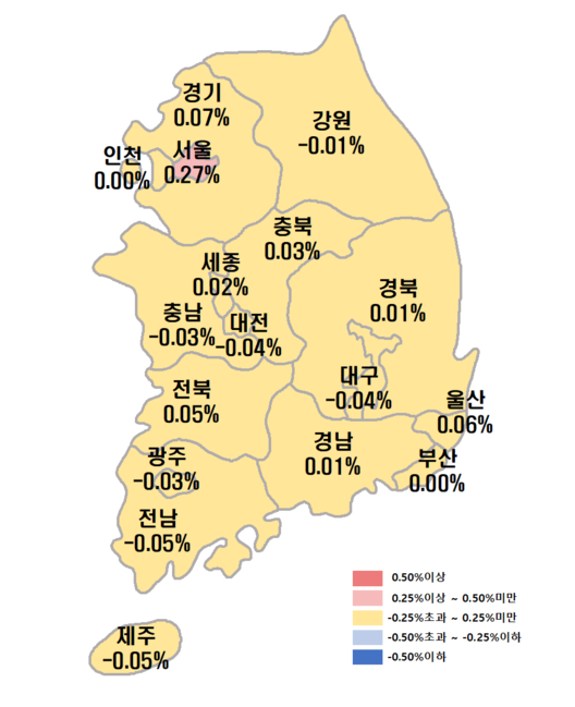 시도별 아파트 매매가격지수 변동률 (제공 : 한국부동산원)