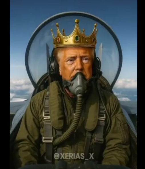 왕관 쓰고 '킹 트럼프' 문구 새겨진 전폭기 탄 트럼프 밈 영상./도널드 트럼프 트루스소셜 계정 게시물 캡처