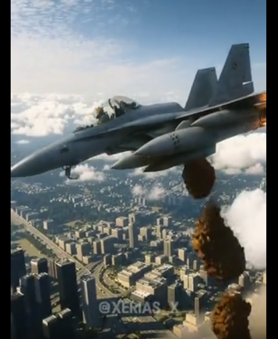 트럼프 대통령이 조종하는 전폭기가 오물을 투척하는 밈 영상./도널드 트럼프 트루스소셜 계정 게시물 캡처