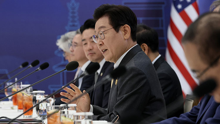 이재명 대통령이 29일 경북 경주박물관에서 열린 한미 정상회담에서 발언하고 있다. /연합뉴스