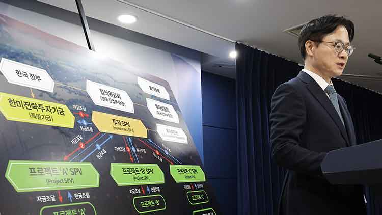 김정관 산업통상부 장관이 지난 14일 서울 종로구 정부서울청사에서 한미 관세협상 팩트시트 및 MOU 관련 브리핑을 하고 있는 모습 /연합뉴스