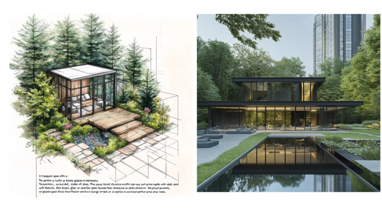 생성형 AI를 활용한 탑석 푸르지오 파크7 힐링라운지 설계 초안 (제공 : 대우건설)