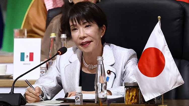 다카이치 사나에 일본 총리가 22일 (현지시간) 남아프리카공화국 요하네스버그에서 열린 G20 정상회담 전체회의에 참석하고 있다. /REUTERS=연합뉴스
