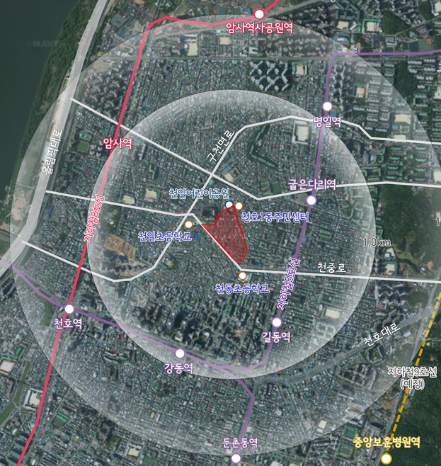 천호동 113-2번지 일대 모아타운 위치도 / 서울시 제공