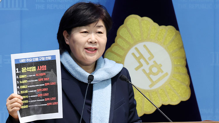 12·3 비상계엄과 관련해 윤석열 전 대통령의 내란 우두머리 혐의 1심 선고를 하루 앞둔 18일 더불어민주당 서영교 의원이 국회 소통관에서 기자회견을 열고 입장을 밝히고 있다. /연합뉴스