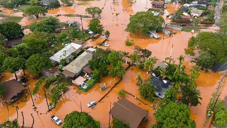 현지시간 20일, 하와이에서 폭우로 인한 홍수로 피해를 입은 집의 풍경 /AP=연합뉴스