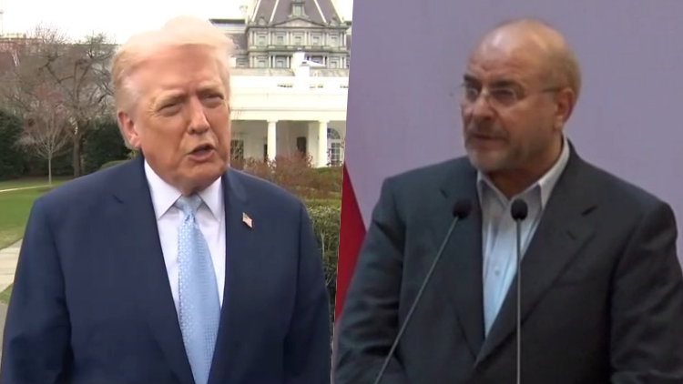 도널드 트럼프 미국 대통령(왼쪽)과 모하마드 바게르 갈리바프 이란 의회 의장 /TV조선 방송화면 캡처 