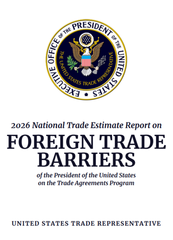 미국 무역대표부(USTR)가 발간한 2026년 국별 무역장벽(NTE) 보고서.