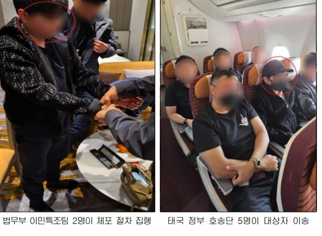 태국인 마약 유통 총책의 검거 및 이송 모습. /출처: 국정원