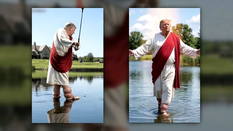 트럼프, 예수에 '따귀' 맞고 지옥불로…미국서 패러디 속출