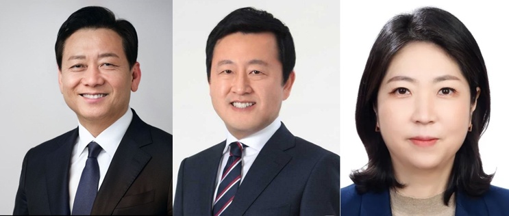 이광재 전 강원지사와 김용남 전 새누리당 의원, 장윤미 민주당 대변인 /연합뉴스