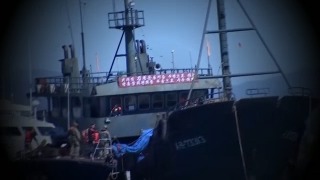 <유엔 대북제재를 피해 밀무역에 나선 것으로 알려진 북한 선박 모습. 국가정보원은 북한이 중국·러시아를 통해 정제유를 대량 반입하고 석탄 수출을 지속하고 있는 것으로 보고 있다.  캡처