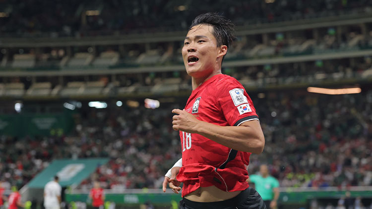 11일(현지시간) 멕시코 사포판 과달라하라 스타디움에서 열린 2026 북중미 월드컵 A조 1차전 한국과 체코의 경기. 한국 오현규가 후반 팀의 두 번째 골을 넣은 뒤 기뻐하고 있다. /연합뉴스