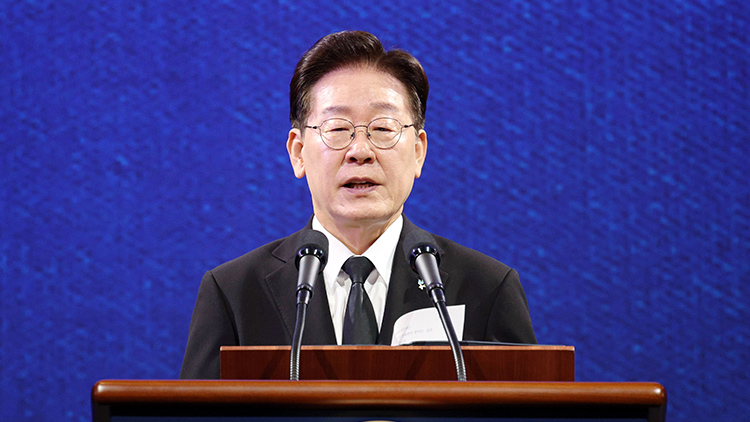 이재명 대통령이 25일 수원컨벤션센터에서 열린 6·25전쟁 제76주년 기념식에서 기념사를 하고 있다. /연합뉴스